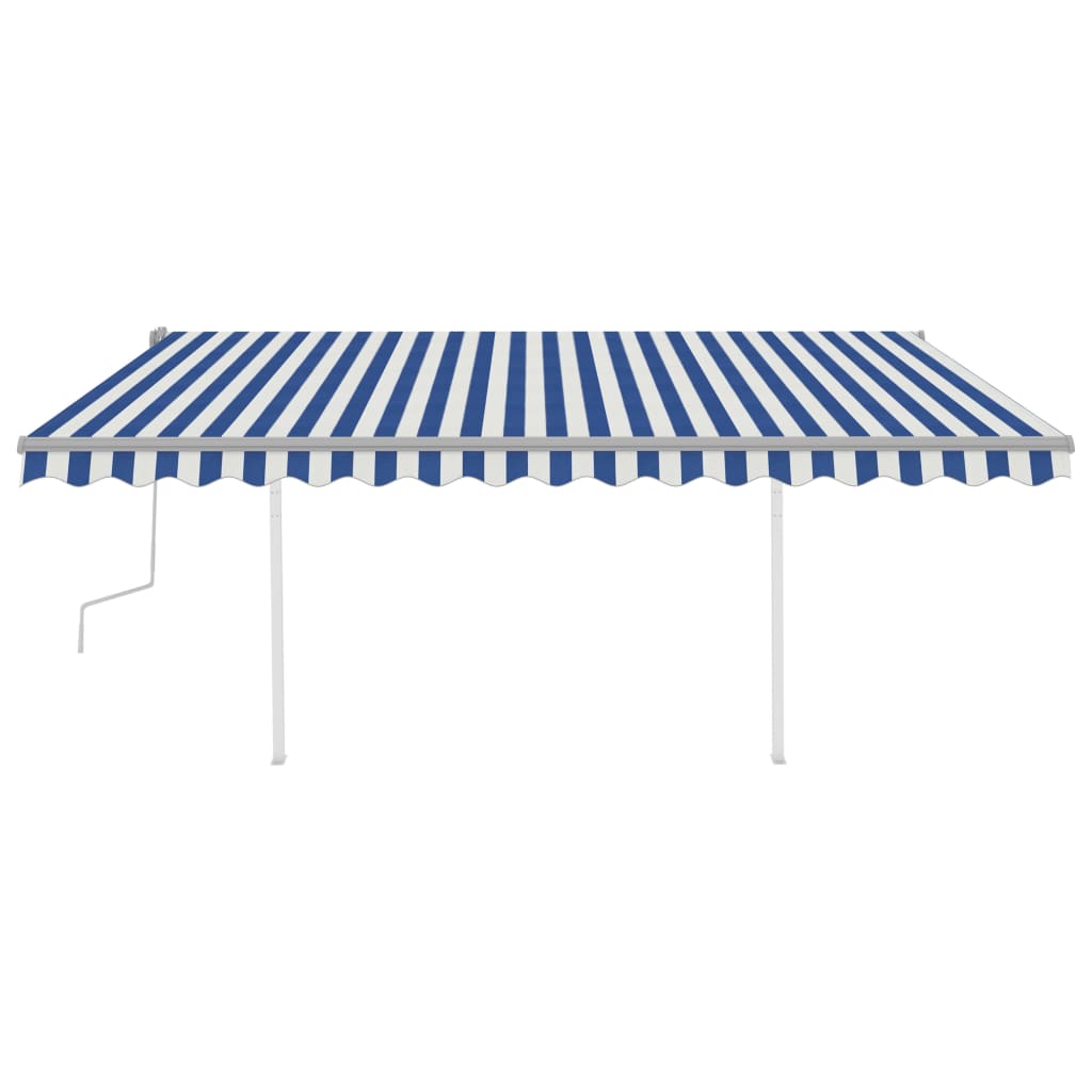 Vidaxl Luifel manuell ausziehbar mit LED 4x3 m blau und weiß