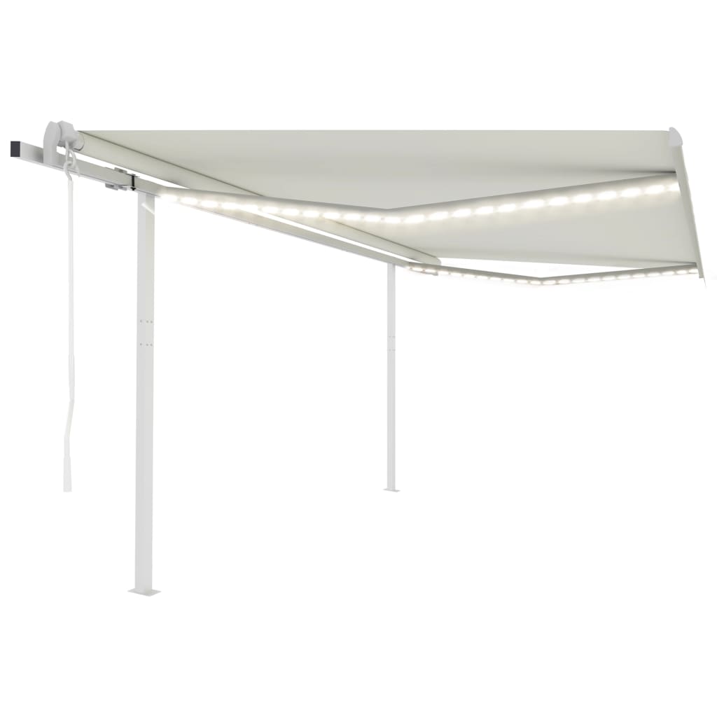 Vidaxl Luifel Automatik mit LED- und Windsensor 4,5x3,5 M cremefarben -gelöscht