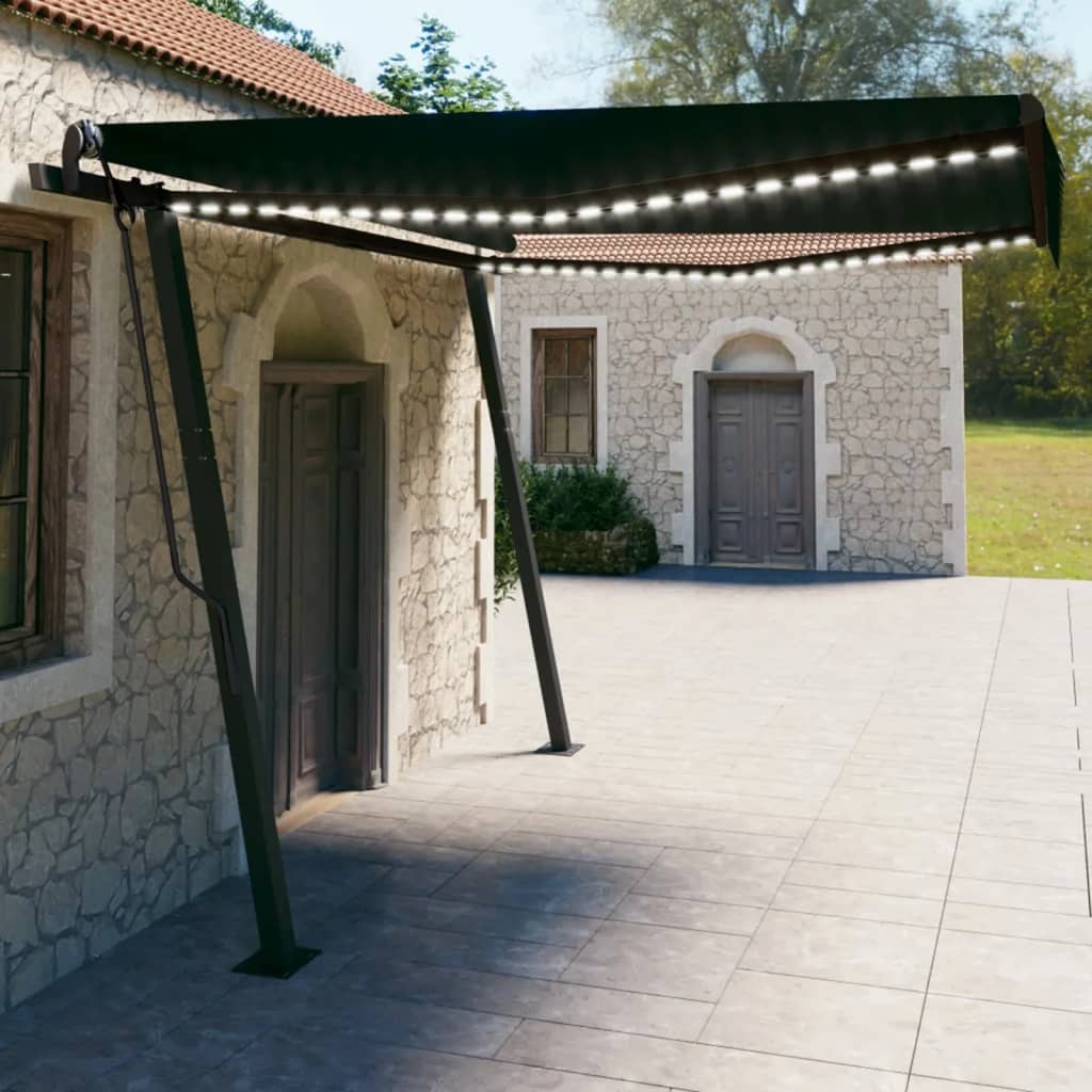 VidaXL Manuell ausziehbare Markise mit LED 4x3 m Anthrazit
