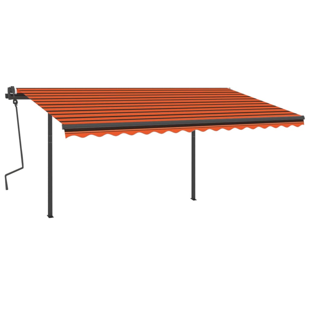 VidaXL Markise manuell ausziehbar mit LED 4x3 m Orange und Braun