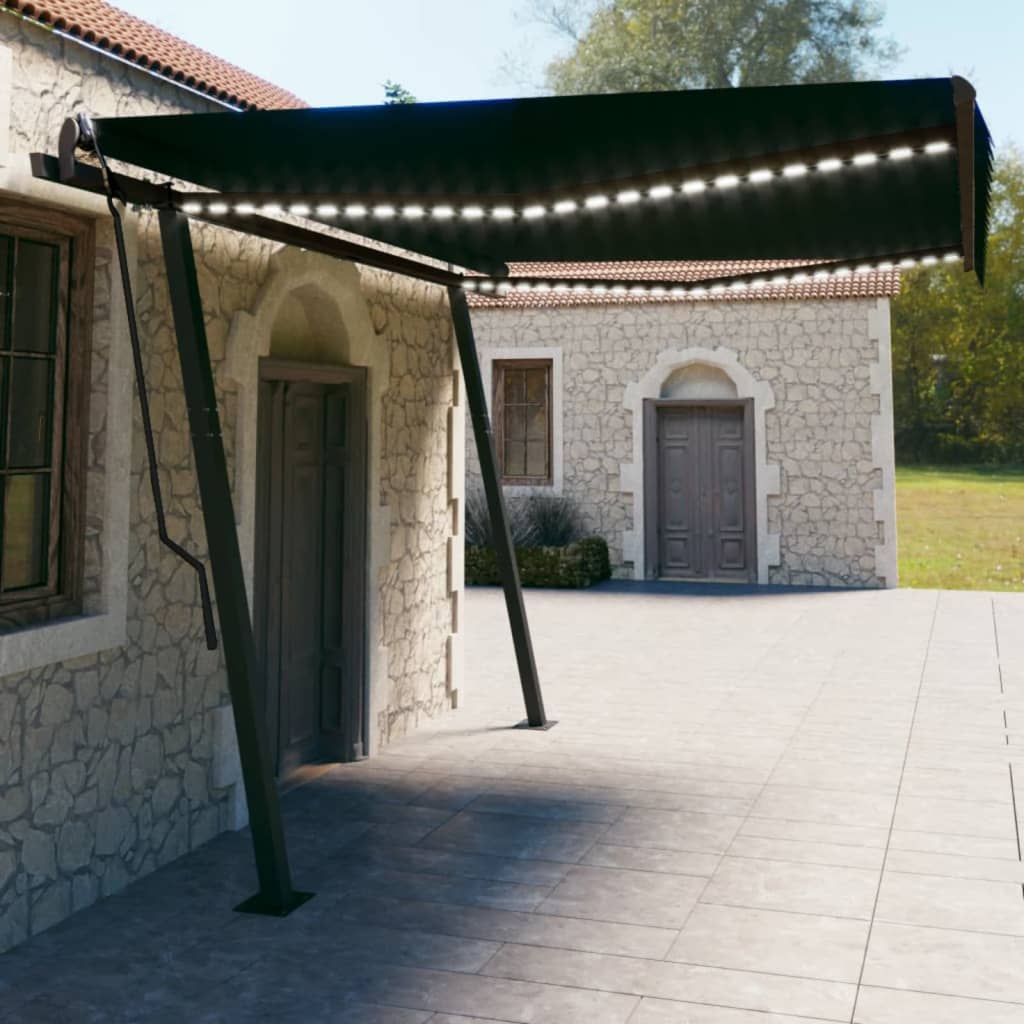 VidaXL Markise Automatik mit LED und Windsensor 4,5x3 m Farbe Anthrazit