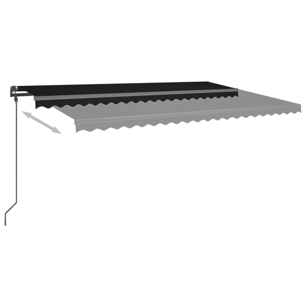 VidaXL Manuell ausziehbare Markise mit Pfosten 5x3 m Anthrazit