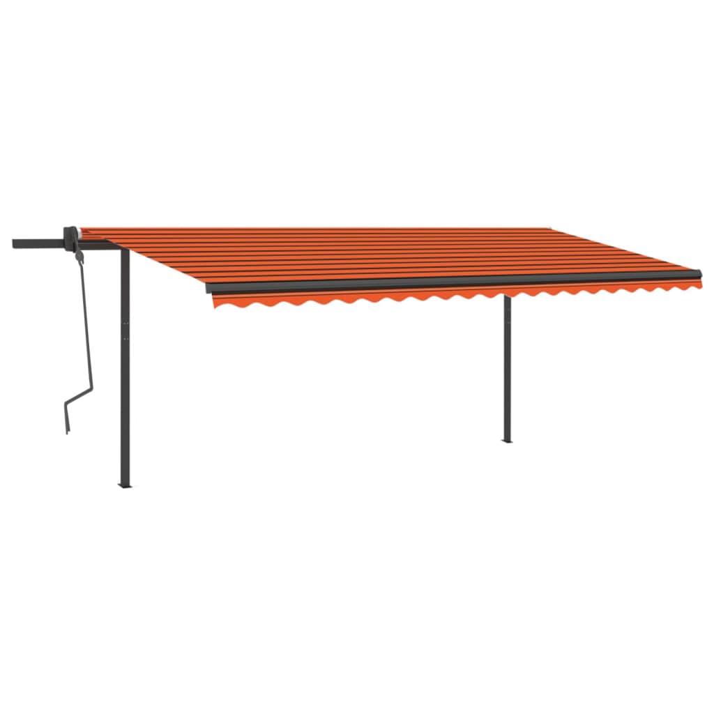 VidaXL Markise automatisch ausziehbar mit Pfosten 5x3 m Orange und Braun