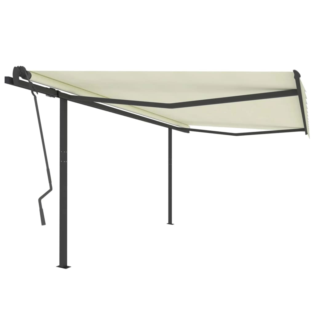 VidaXL Manuell ausziehbare Markise mit Stangen 4x3,5 m cremefarben