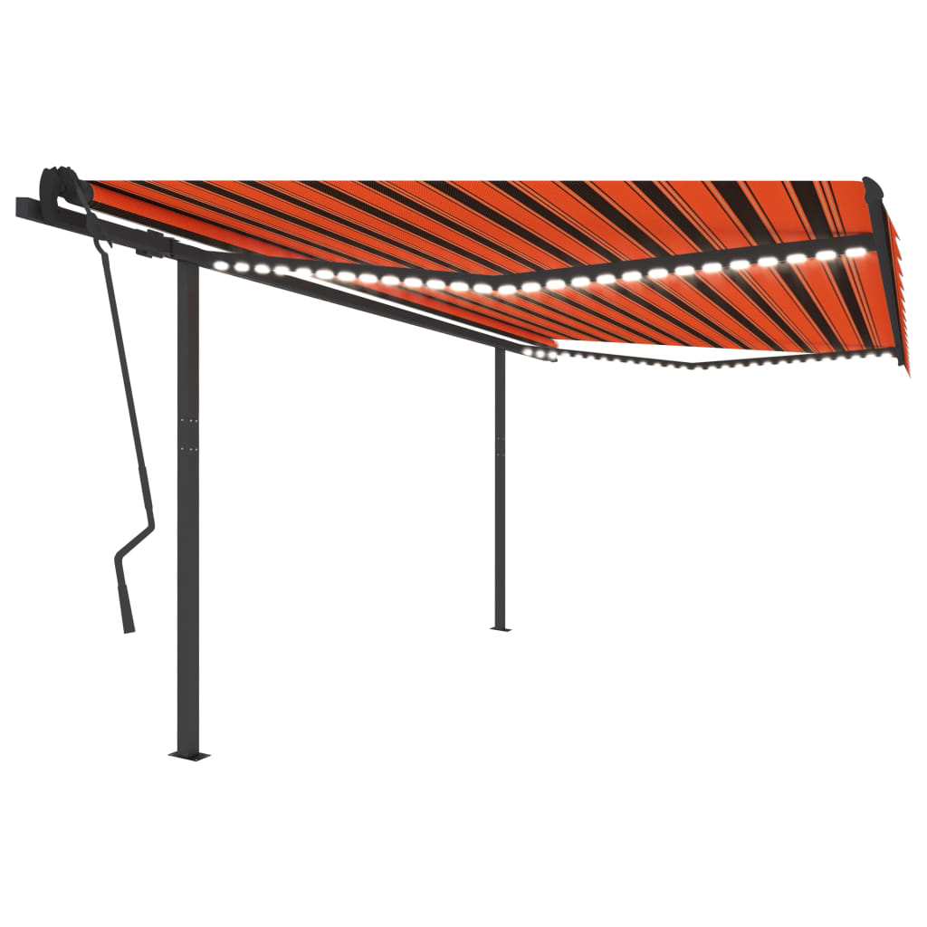 VidaXL Markise manuell ausziehbar mit LED 4,5x3,5 m Orange und Braun