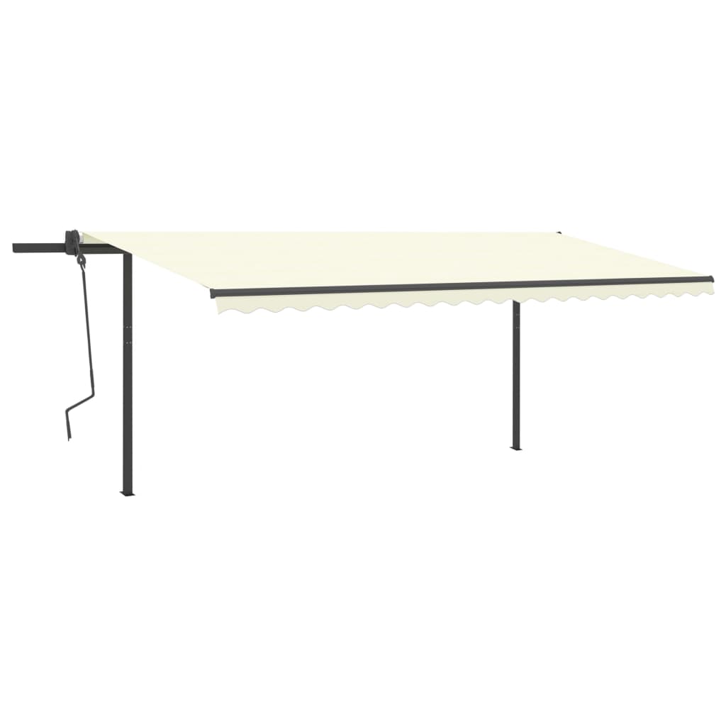 VidaXL Manuell ausziehbare Markise mit Stangen 5x3,5 m cremefarben