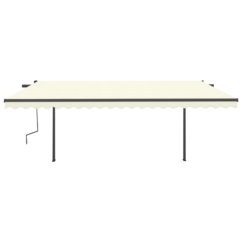 VidaXL Manuell ausziehbare Markise mit Stangen 5x3,5 m cremefarben
