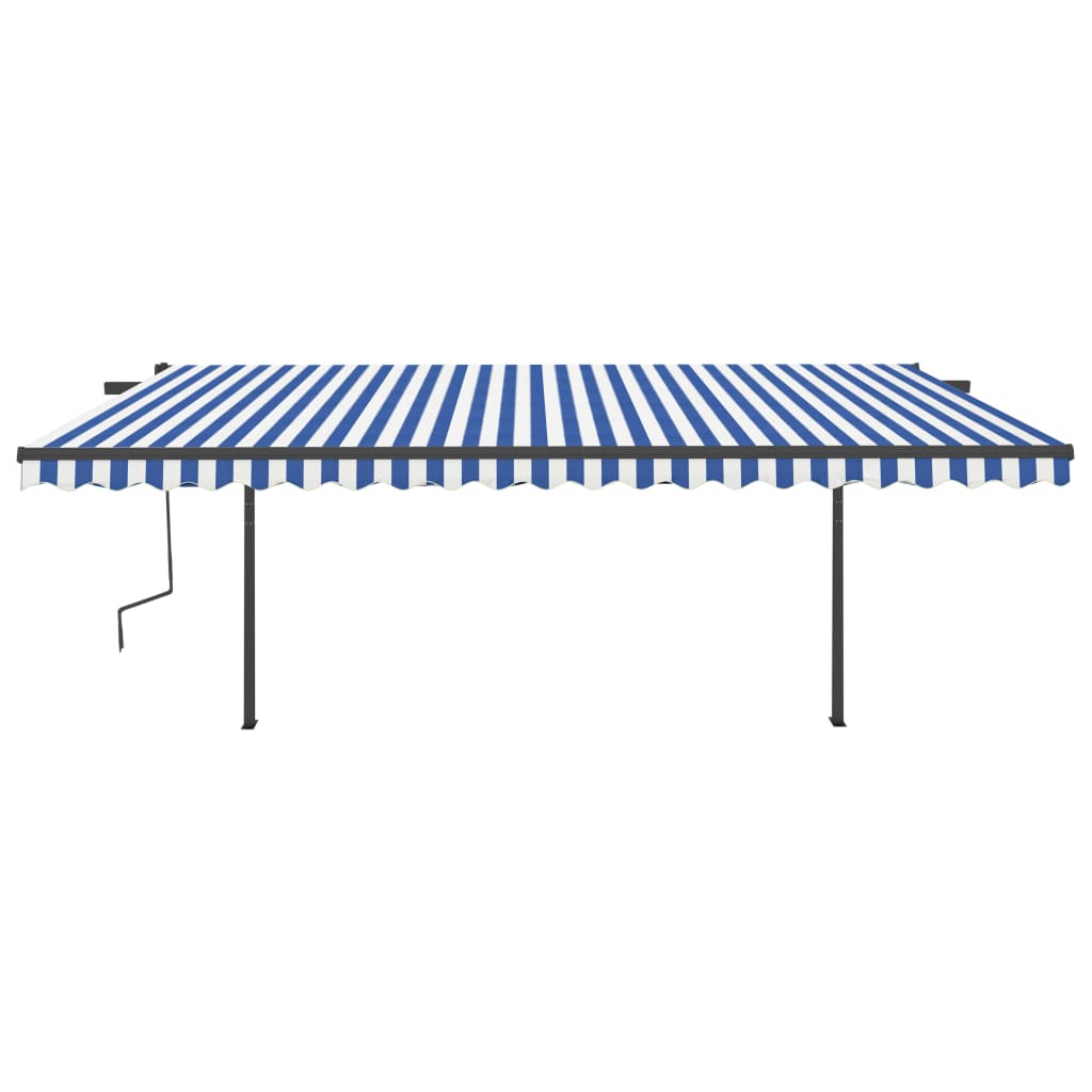 VidaXL Markise manuell ausziehbar mit LED 5x3,5 m Blau und Weiß
