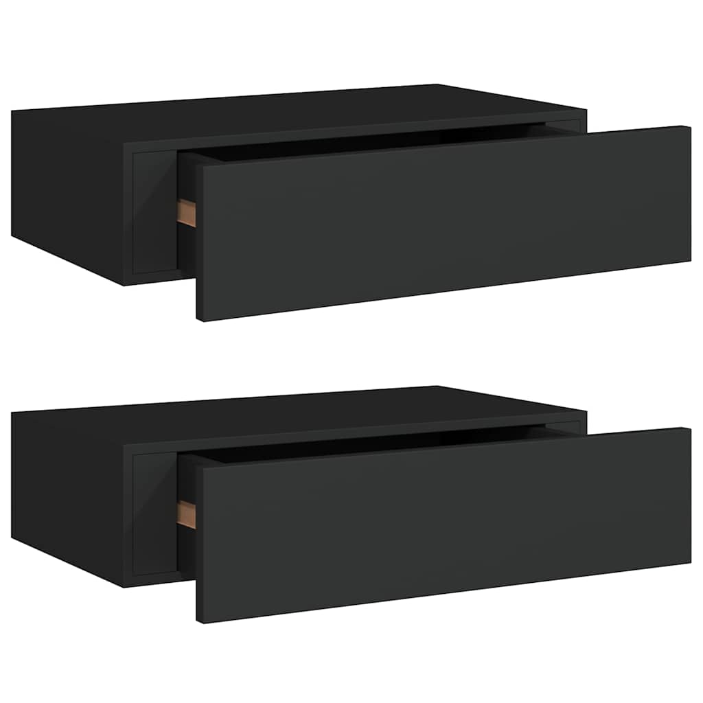 Vidaxl wandschappen 2 st met lade 40x23,5x10 cm mdf zwart
