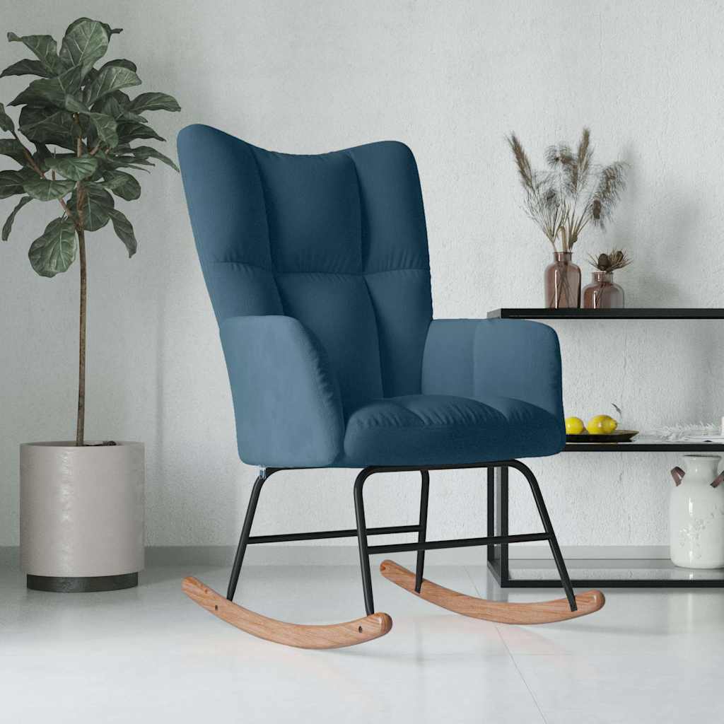 Vidaxl schommelstoel fluweel blauw