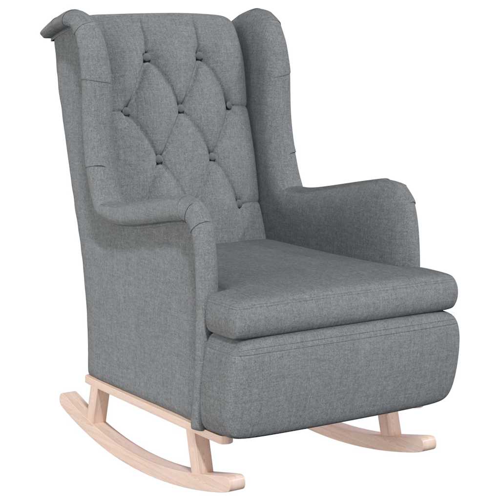 Vidaxl fauteuil met massief rubberwood schommelpoten stof lichtgrijs