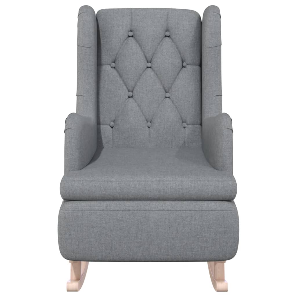 Vidaxl fauteuil met massief rubberwood schommelpoten stof lichtgrijs