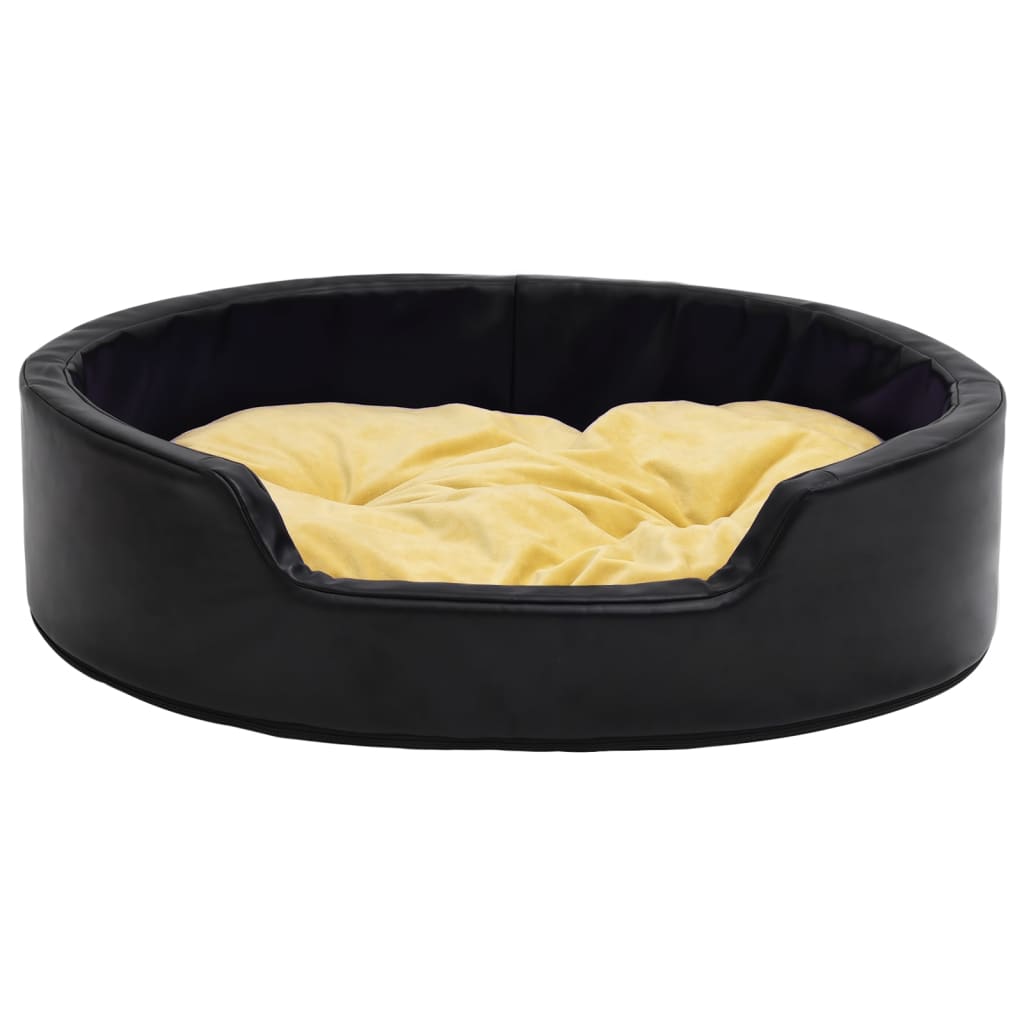 Vidaxl Hundekorb 99x89x21 cm Plüsch und künstliches Lederschwarz und Gelb