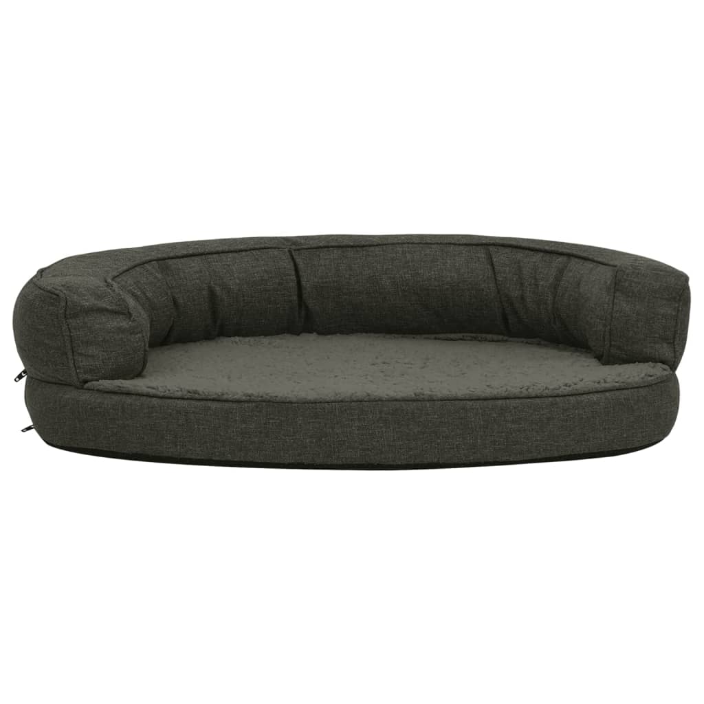 Vidaxl Hundebett Ergonomische Leinen Look 90x64 cm Fleece dunkelgrau
