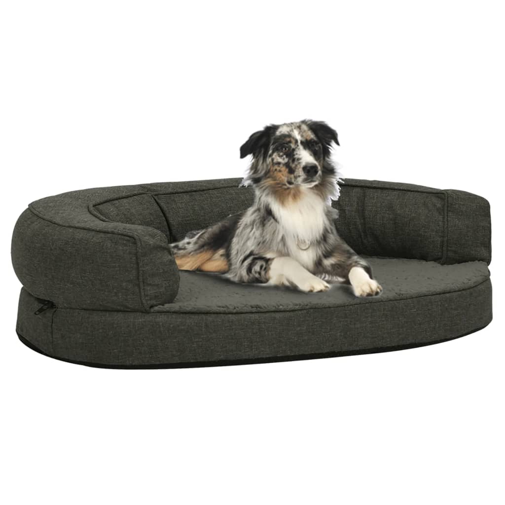 Vidaxl Hundebett Ergonomische Leinen Look 90x64 cm Fleece dunkelgrau