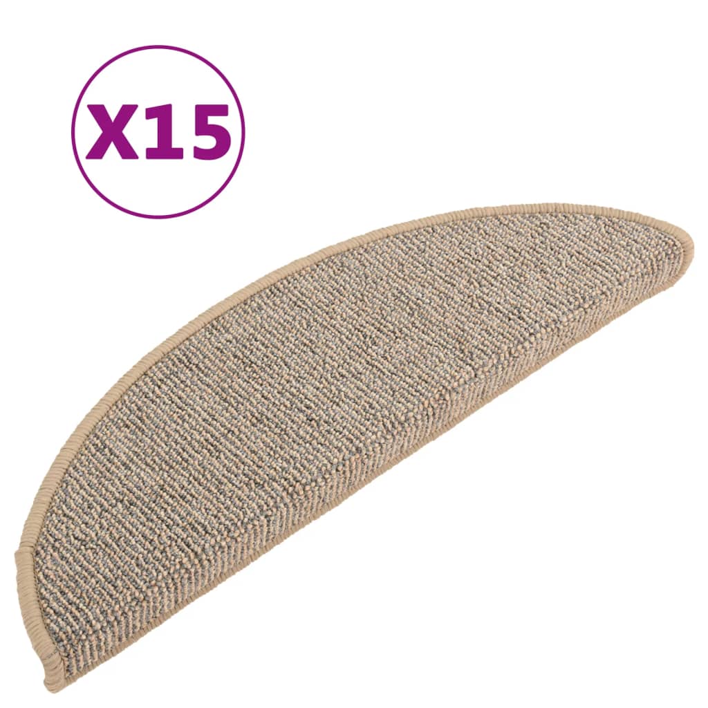 Vidaxl -Treppenmatten 15 ST 56x17x3 cm Brown Semi -Rounds