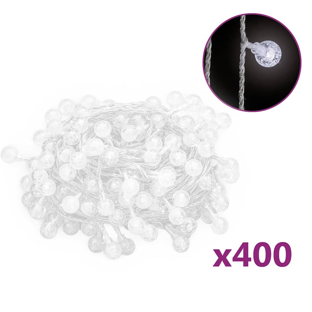 Vidaxxl Lichtkabel mit 400 LEDs, 8 Funktionen, kaltweiß, 40 m