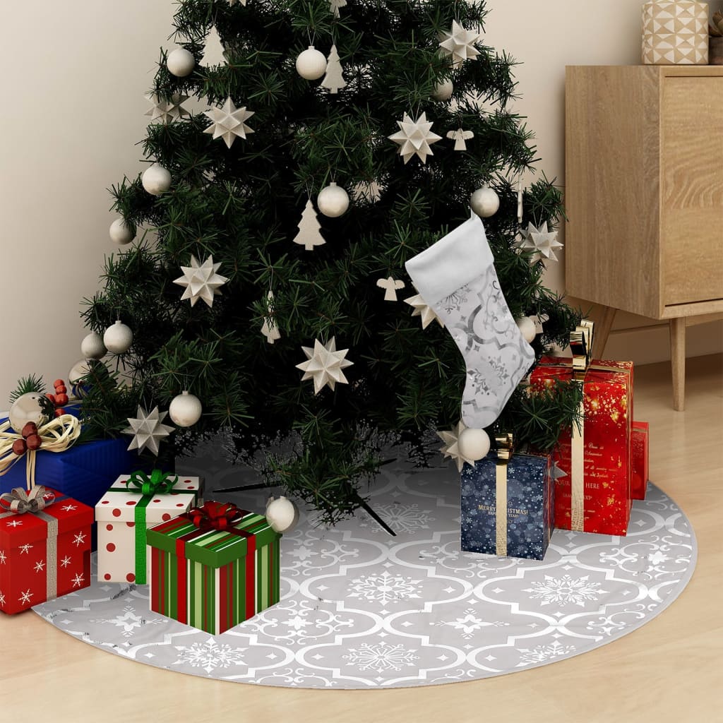 VidaXL Weihnachtsbaumrock Luxus mit Socke 150 cm Stoff Weiß