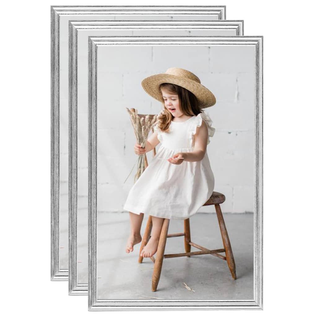 Vidaxl -Fotorahmen 3 PCs für Tabelle 13x18cm MDF Silberfarbe