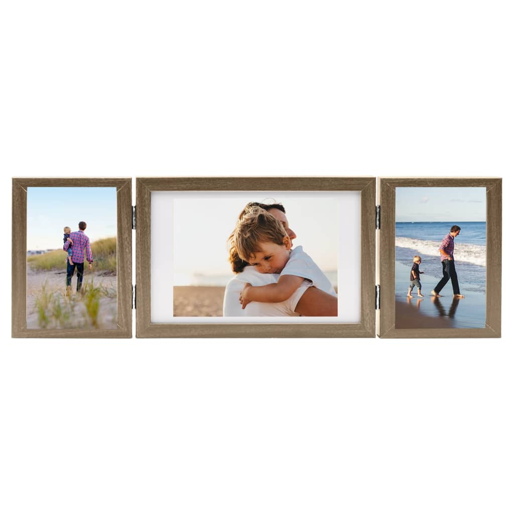 Vidaxl Fotorahmen Triptychon 28x18 cm+2x (13x18 cm) hellbraun
