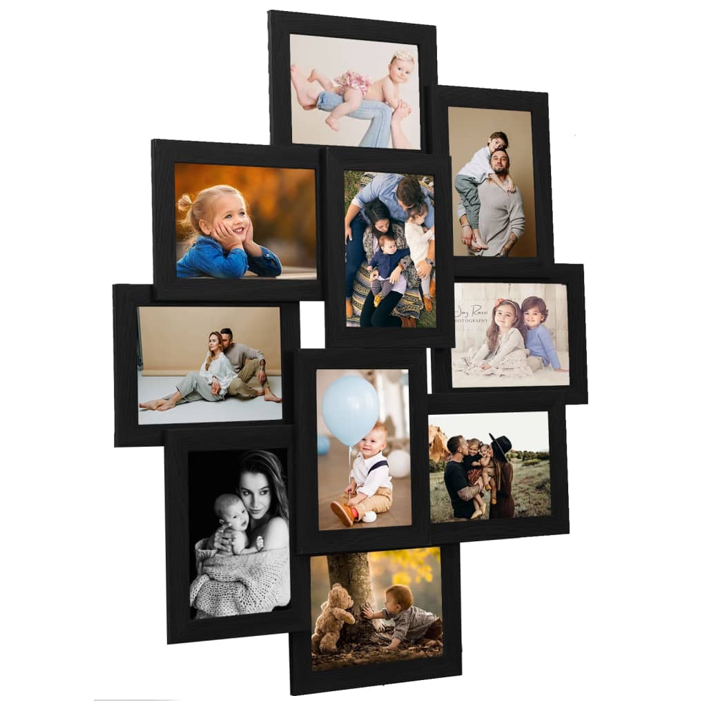 VIDAXL -Fotorahmen für 10x (10x15 cm) Foto MDF Schwarz