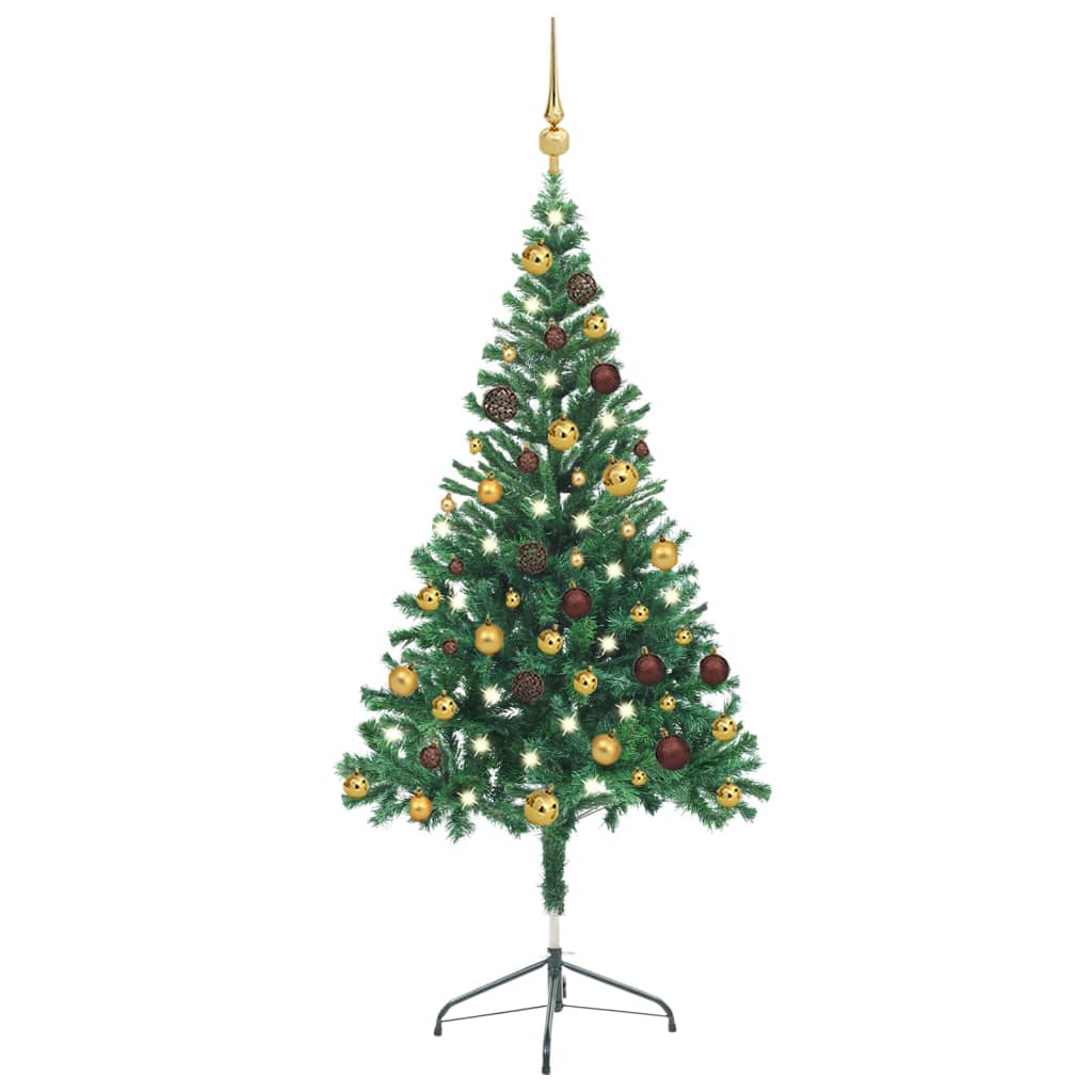 VIDAXL KUNSTKERSTBOOM mit Beleuchtung und Weihnachtsbällen 380 Zweige 150 cm