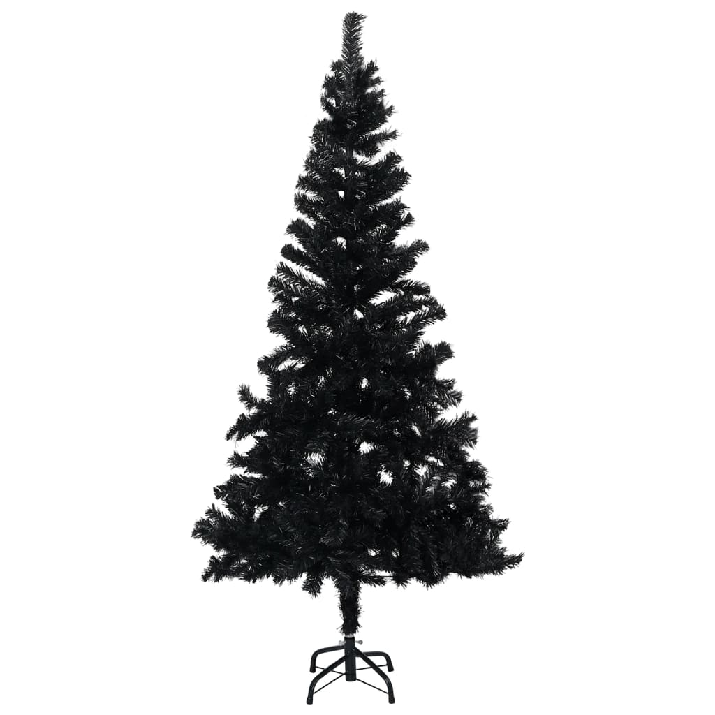 Vidaxl Kunstkerstboom mit Beleuchtung und Weihnachtskugeln 240 cm PVC Schwarz