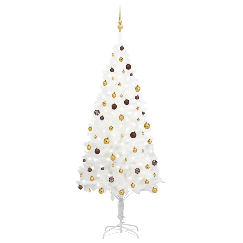 Vidaxl Kunstkerstboom mit Beleuchtung und Weihnachtsbällen 240 cm Weiß