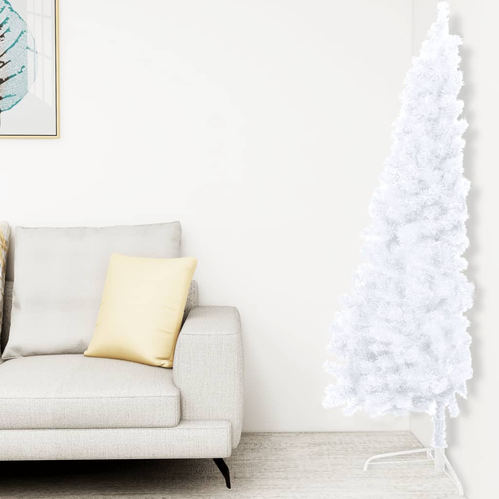 Vidaxl Kunstkerstboom mit Beleuchtung und Weihnachtsbällen halb 180 cm weiß