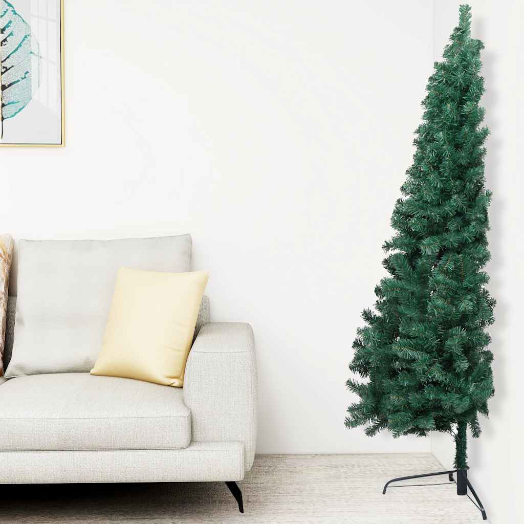 Vidaxl Kunstkerstboom mit Beleuchtung und Weihnachtsbällen halb nach 120 cm Grün
