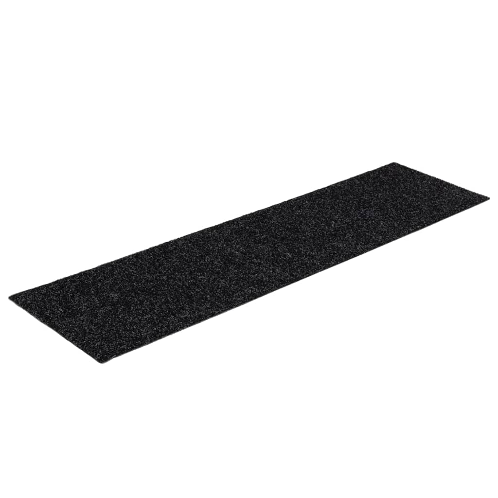 Vidaxl Treppenmatten selbstadhäsiv 15 Teile 76x20 cm Schwarz Rechteck