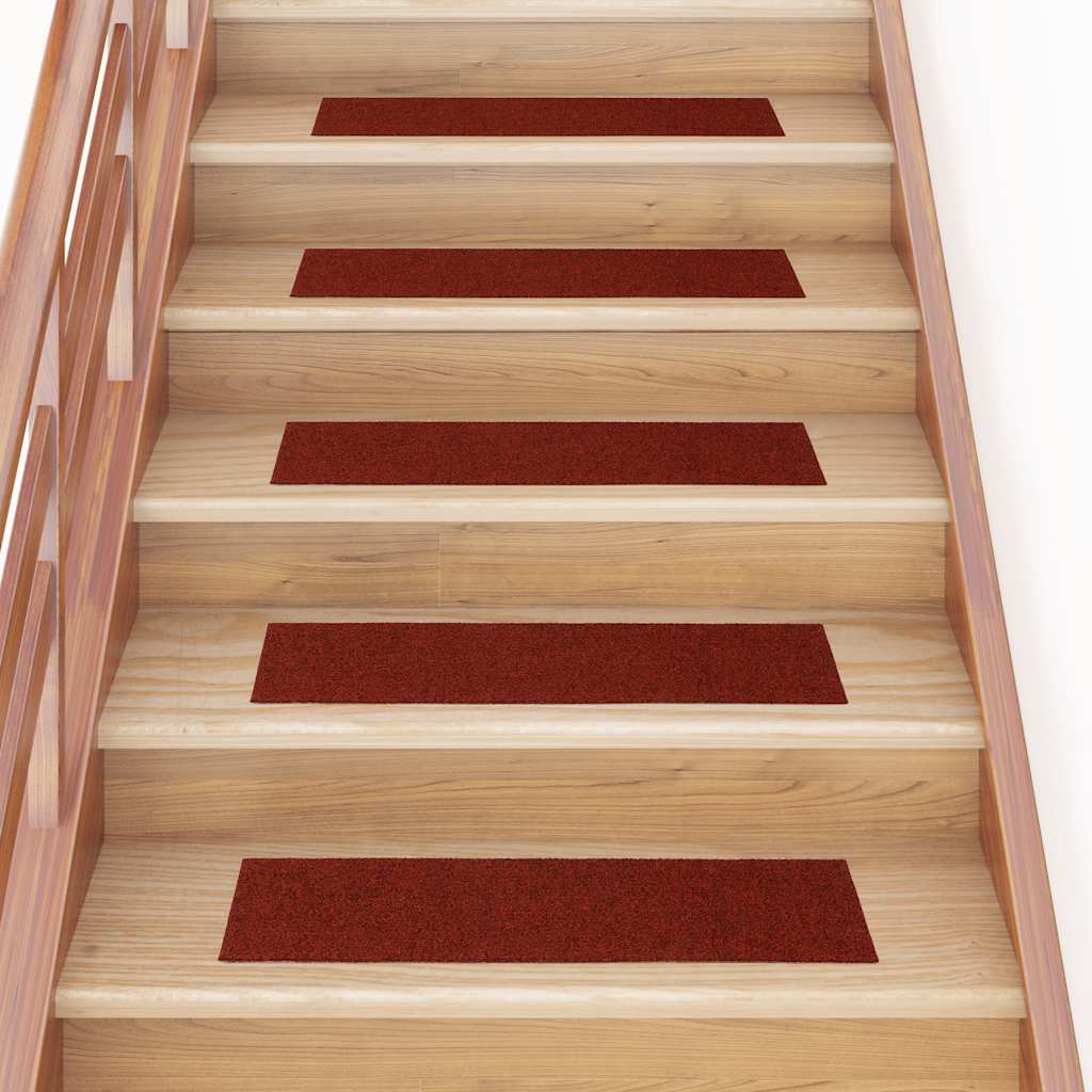 Vidaxl -Treppenmatten Selbstadhäsiv 15 Teile 76x20 cm Bordeaux rot rechteckig