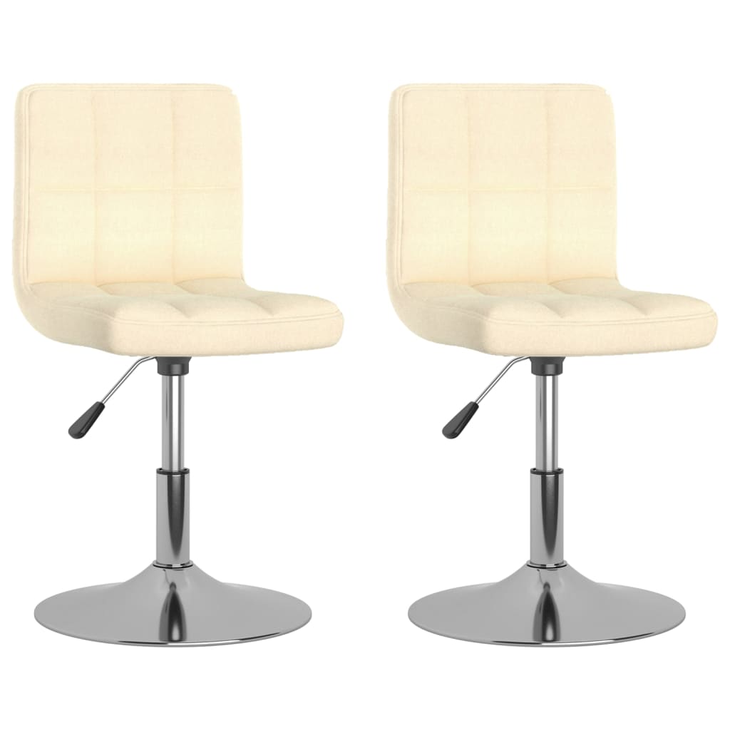 Vidaxl eetkamerstoelen 2 st draaibaar stof crèmekleurig