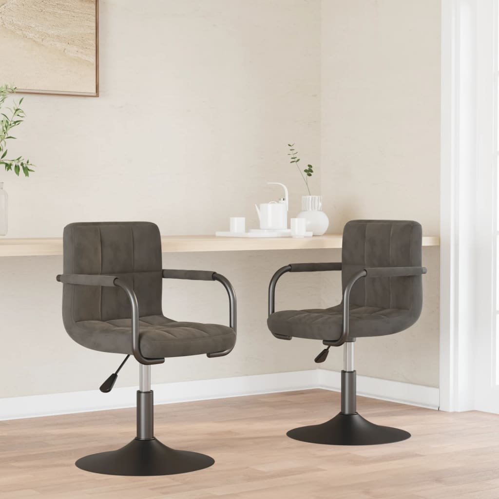 Vidaxl eetkamerstoelen draaibaar 2 st fluweel donkergrijs
