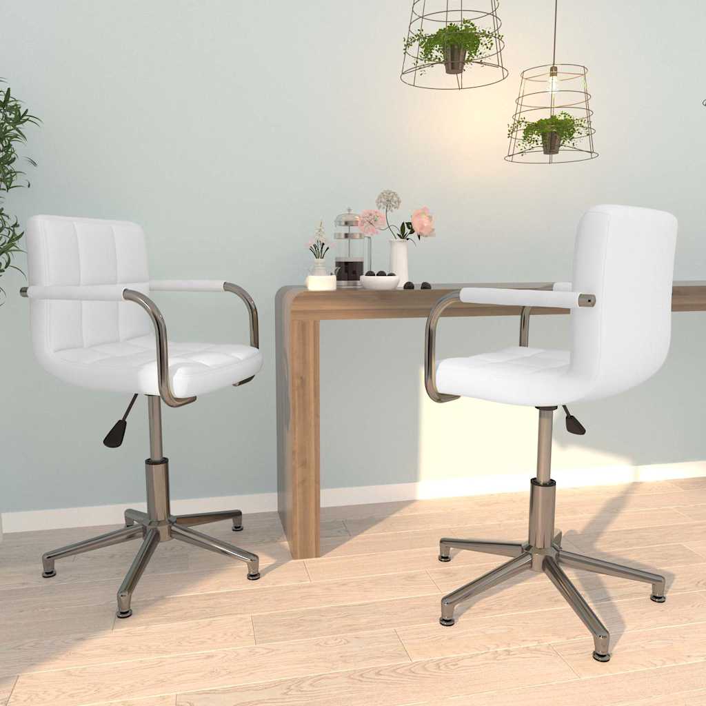 Vidaxl eetkamerstoelen draaibaar 2 st kunstleer wit