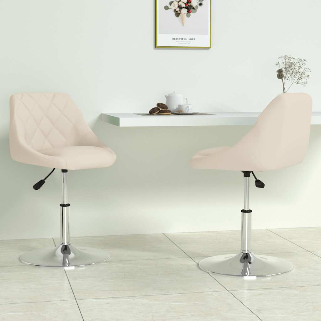Vidaxl eetkamerstoelen draaibaar 2 st fluweel crèmekleurig