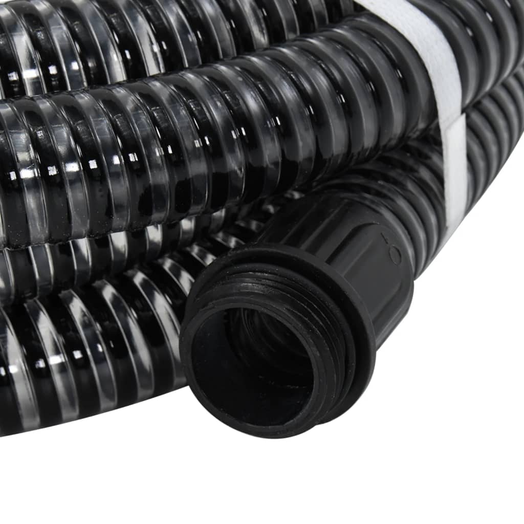 Vidaxl -Saugschlauch mit Messingkupplungen 1.1 '' 5 m PVC Schwarz