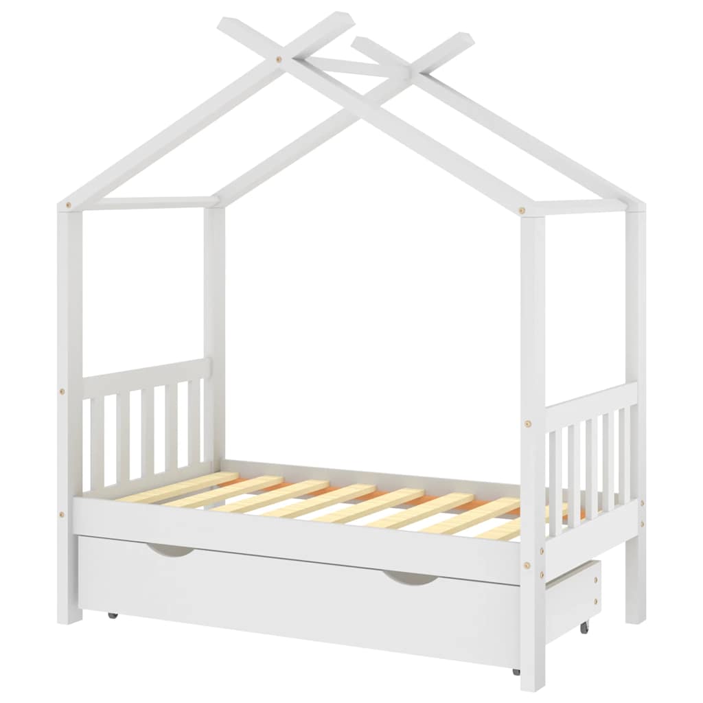 Vidaxl kinderbedframe met lade massief grenenhout 70x140 cm wit