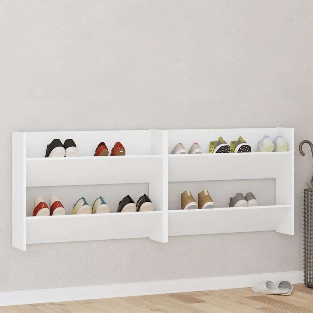 Vidaxl wandschoenenkasten 2 st 80x18x60 cm spaanplaat wit