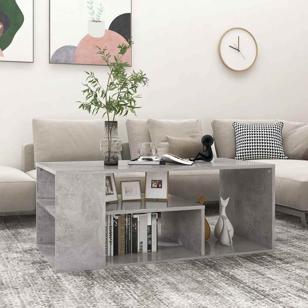 Vidaxl salontafel 100x50x40 cm bewerkt hout betongrijs