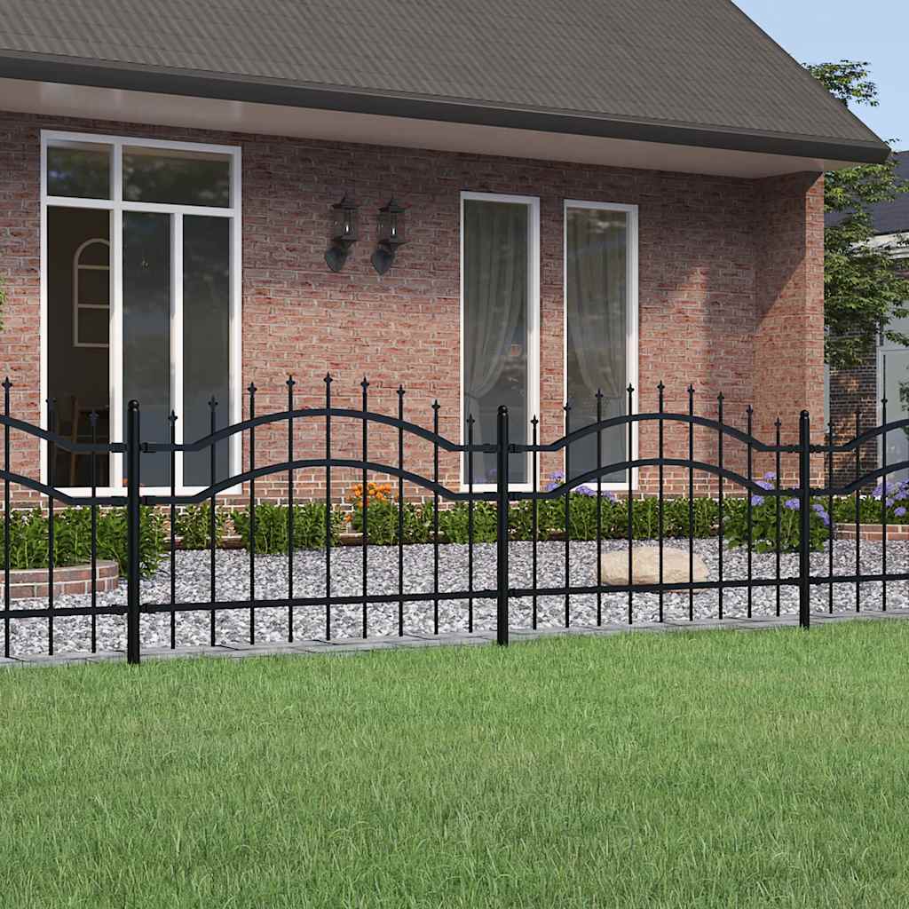 VidaXL Gartenzaun mit Stabenden 115 cm schwarz pulverbeschichteter Stahl