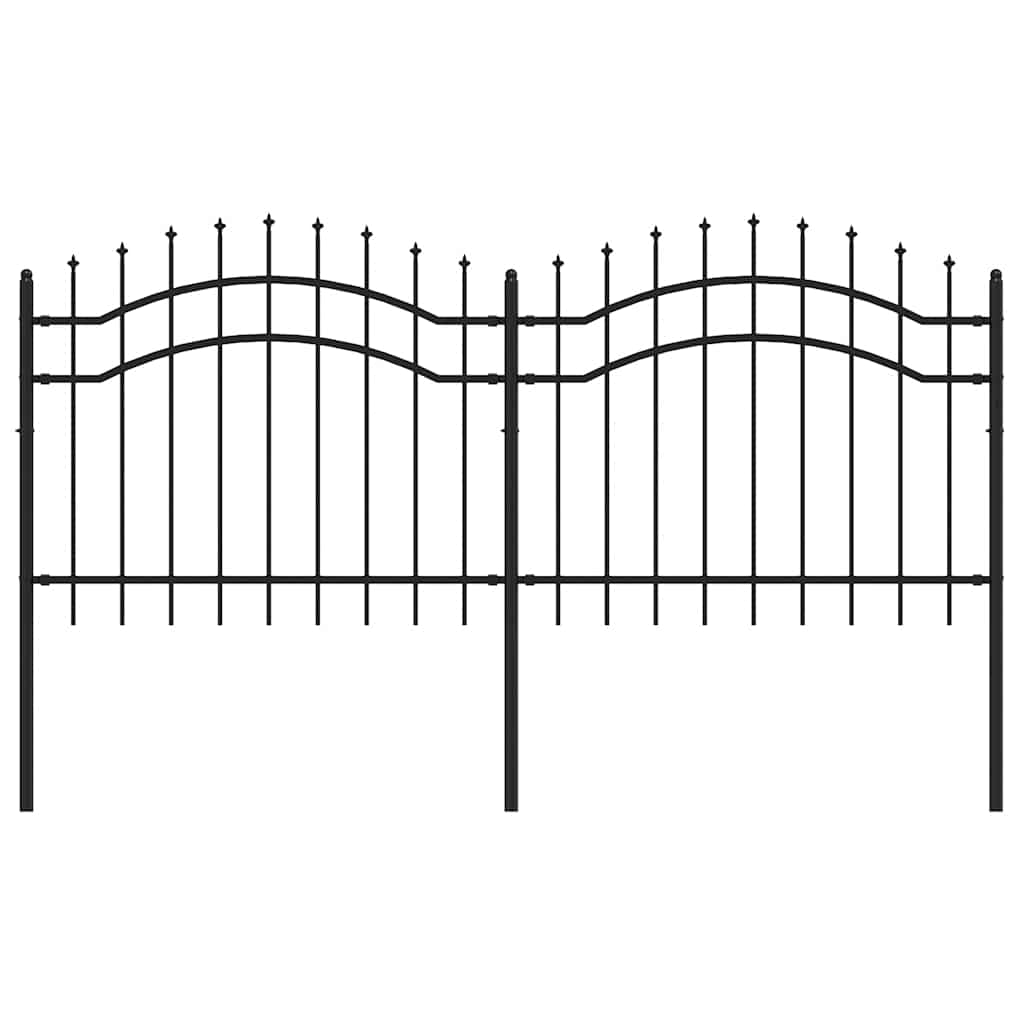 VidaXL Gartenzaun mit Stabenden 140 cm schwarz pulverbeschichteter Stahl