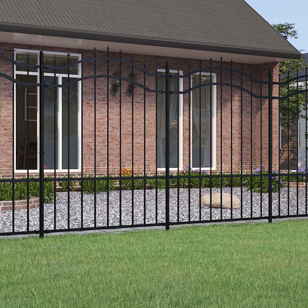 VidaXL Gartenzaun mit Stabenden 190 cm schwarz pulverbeschichteter Stahl