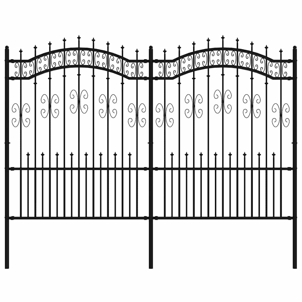 VidaXL Gartenzaun mit Stabenden 190 cm schwarz pulverbeschichteter Stahl