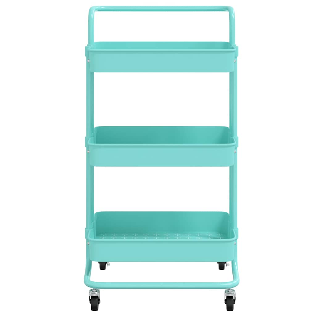 Vidaxl keukentrolley 3-laags 42x35x85 cm ijzer en abs turquoise