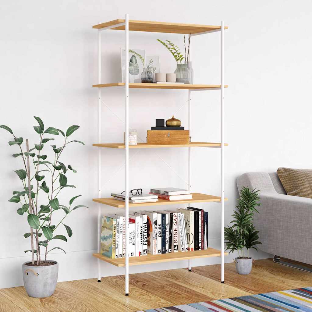 Vidaxl opbergrek 5-laags 80x40x163 cm wit en eikenkleurig