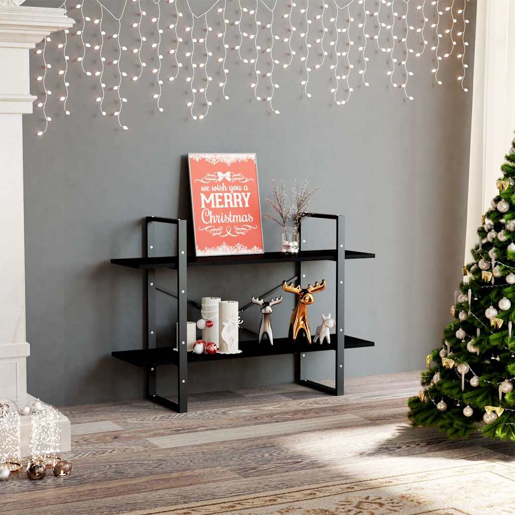 Vidaxl boekenkast met 2 schappen 100x30x70 cm massief grenenhout zwart