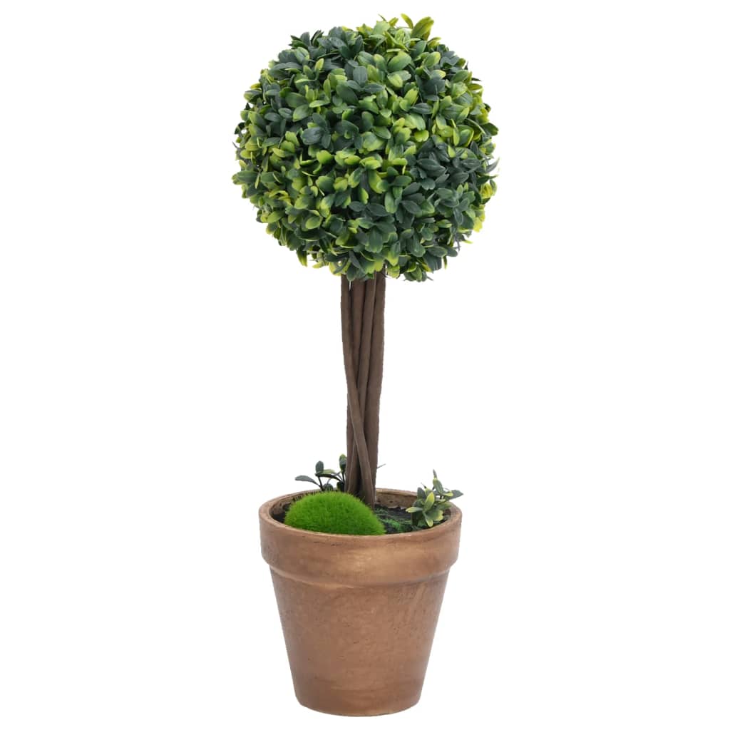 VIDAXL Künstliche Pflanzen mit Topf 2 St. Boxholz Kugelformation 33 cm Grün