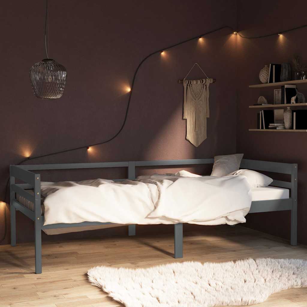 Vidaxl bedframe massief grenenhout donkergrijs 90x200 cm