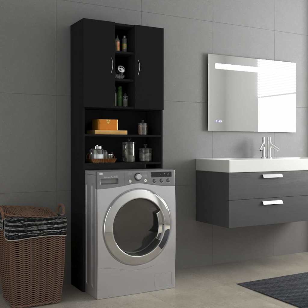 Vidaxl Waschmaschinenschrank 64x25.5x190 cm Schwarz